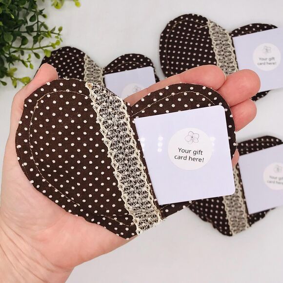 Set of 4 Fabric Pillow Gift Card Holders in Brown Dots 5x4 Inches - Picture 4 of 5